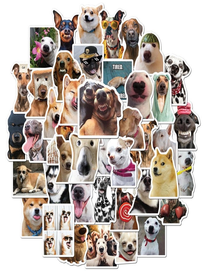 BEATRI Funny Dog Stickers 50Pcs Cute Dog Meme Stickers Waterproof Vinyl Decor & Party Favors for Laptop, Water Bottle, Skateboard & Travel Gear | Non-Repeating Decals, High-Definition Print - Image 1